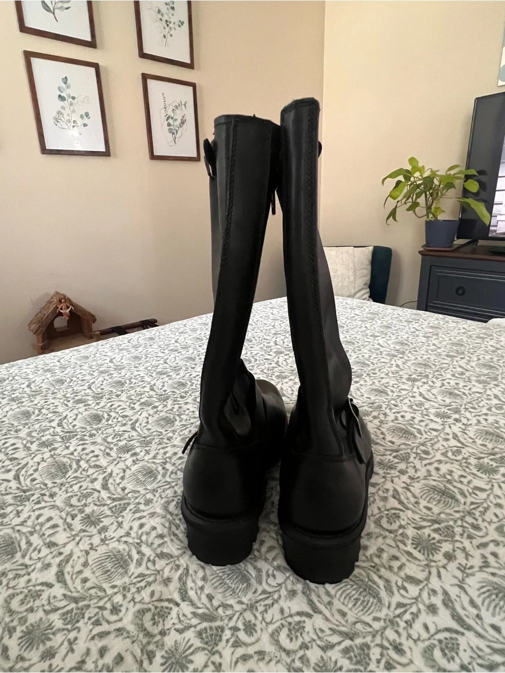 Guide Gear Black Leather Side Zip 15” Engineer Motorcycle Boots Size 9EE
